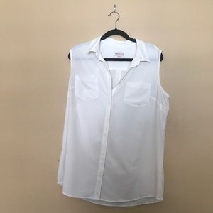 White Button Down Collared Tank Top